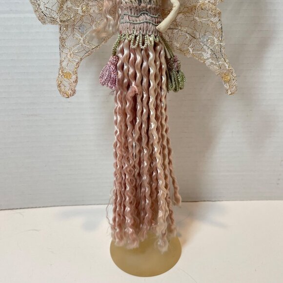 Vintage Handcrafted and painted Fabric Fairy Figurine with Lace Wings and Tassel - Picture 6 of 14